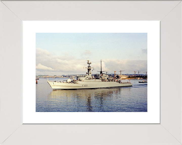 HMS Amazon (F169) Royal Navy Type 21 Frigate Leaving Harbour at Sunset Photo Print Wall Art Decor Posters, Prints, & Visual Artwork Hampshire Prints 10 x 8 White Frame Yes