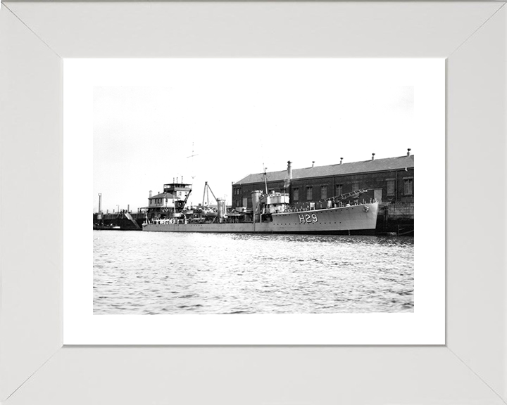 HMS Thanet (H29) - In Harbour 1928 - Royal Navy S Class Destroyer Photo Print Wall Art Naval Decor UK Posters, Prints, & Visual Artwork Hampshire Prints 10 x 8 White Frame Yes