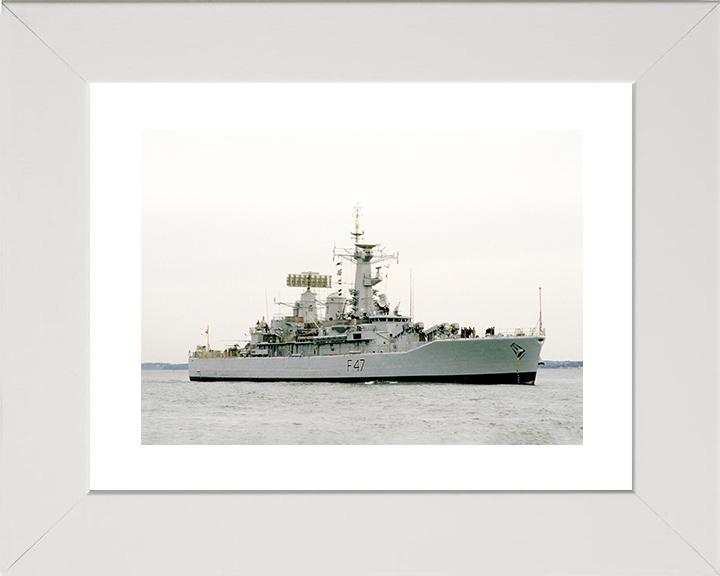 HMS Danae (F47) Royal Navy Leander Class Frigate Entering Harbour Photo Print Wall Art Decor Posters, Prints, & Visual Artwork Hampshire Prints 10 x 8 White Frame Yes