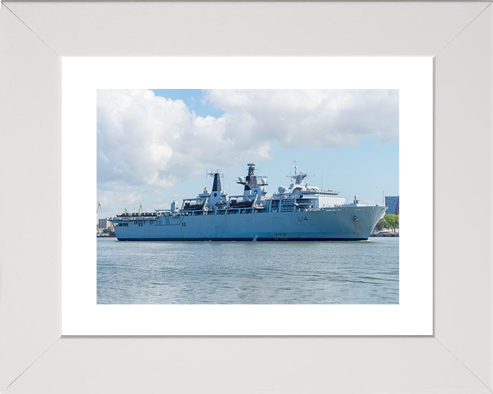 HMS Albion (L14) Royal Navy Albion Class Amphibious Ship Low Starboard View Photo Print Wall Art Naval Decor Posters, Prints, & Visual Artwork Hampshire Prints 10 x 8 White Frame Yes