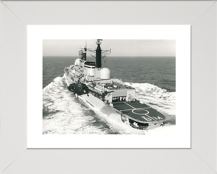 HMS Birmingham (D86) Royal Navy Type 42 Destroyer With Helicopter Photo Print Wall Art Decor Posters, Prints, & Visual Artwork Hampshire Prints 10 x 8 White Frame Yes