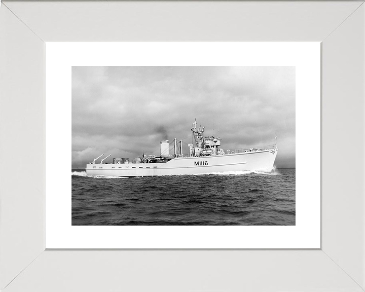 HMS Burnaston (M1116) Royal Navy Ton Class Minesweeper Starboard View Photo Print Wall Art Decor Posters, Prints, & Visual Artwork Hampshire Prints 10 x 8 White Frame Yes