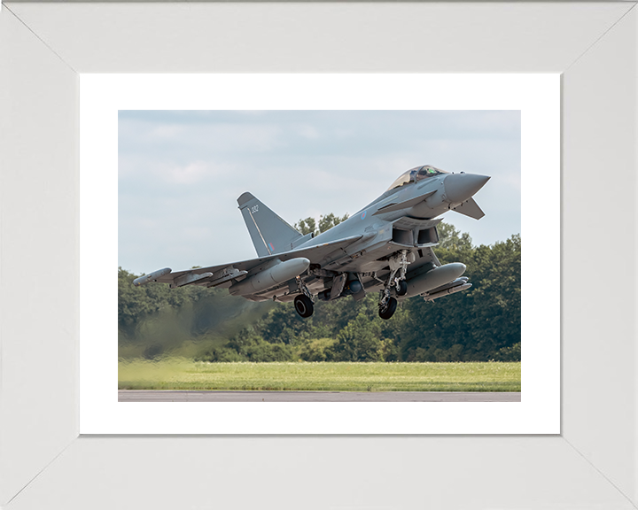 RAF Typhoon FGR4 Taking off 2025 Photo Print - Royal Air Force Aircraft Hampshire Prints 10 x 8 White Frame Yes