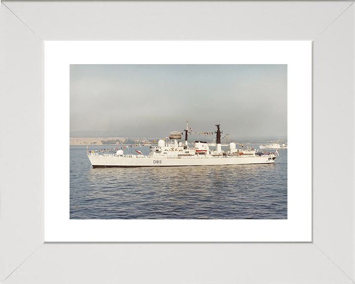 HMS Birmingham (D86) Royal Navy Type 42 Destroyer Dress Ship Photo Print Wall Art Decor Posters, Prints, & Visual Artwork Hampshire Prints 10 x 8 White Frame Yes