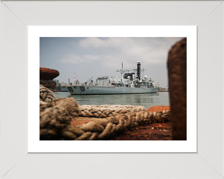 HMS Richmond (F239) Photo Print - Entering Mumbai 2025 - Royal Navy Type 23 Frigate Posters, Prints, & Visual Artwork Hampshire Prints 10 x 8 White Frame Yes