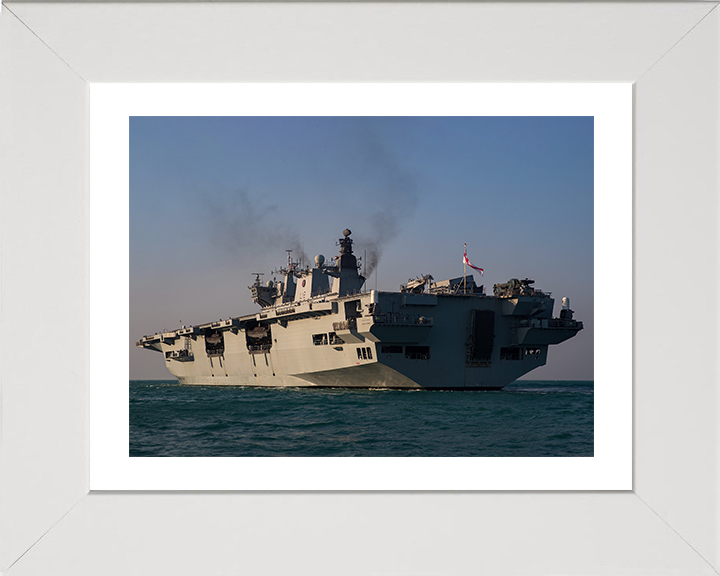 HMS Ocean (L12) Photo Print - At Sea 2016 - Royal Navy Landing Platform Helicopter Hampshire Prints 10 x 8 White Frame Yes