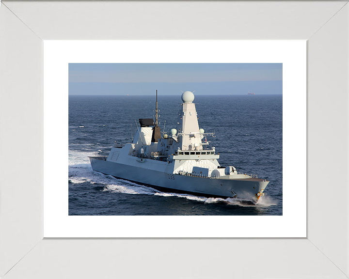 HMS Dauntless (D33) Royal Navy Type 45 Destroyer Underway Starboard Bow View Photo Print Wall Art Decor Posters, Prints, & Visual Artwork Hampshire Prints 10 x 8 White Frame Yes