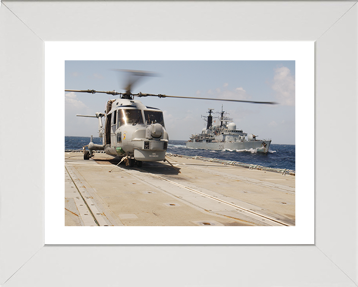 HMS Cardiff (D108) Photo Print - From HMS Richmond 2004 - Royal Navy Type 42 Destroyer Posters, Prints, & Visual Artwork Hampshire Prints 10 x 8 White Frame Yes