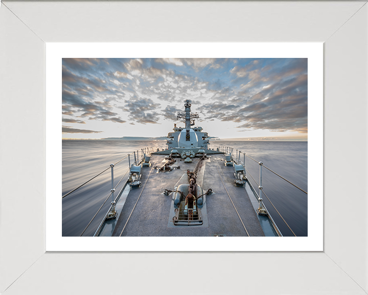 HMS Northumberland (F238) Photo Print - Forecastle - Royal Navy Type 23 Frigate Hampshire Prints 10 x 8 White Frame Yes