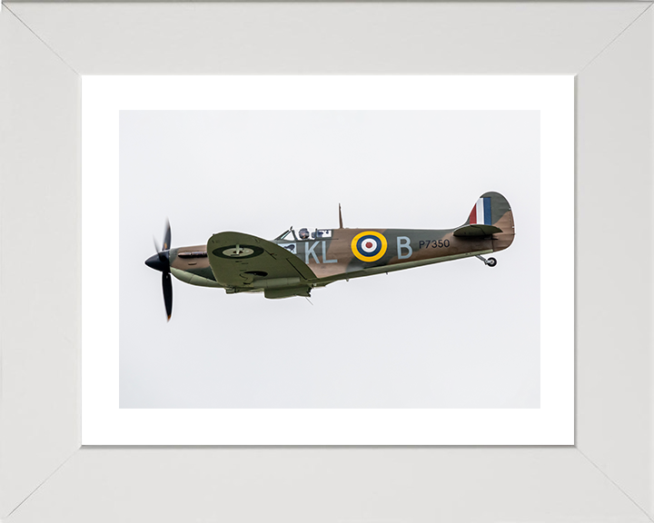 RAF Spitfire MK11a in flight Photo Print - Royal Air Force Aircraft Hampshire Prints 10 x 8 White Frame Yes