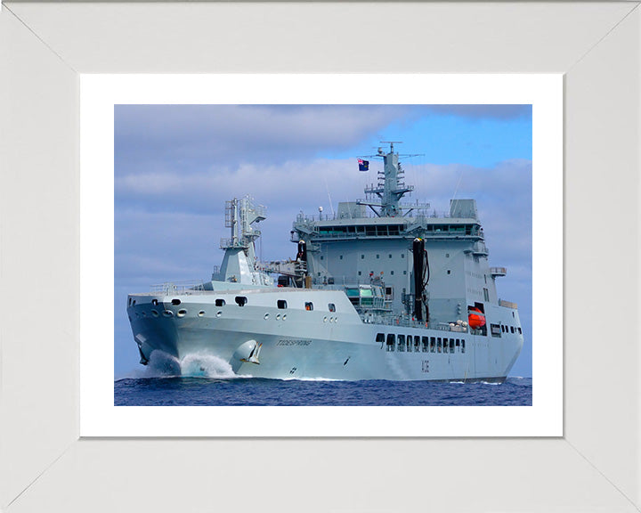 RFA Tidespring (A136) Photo Print - Port Bow View at Sea - Royal Fleet Auxiliary Tide Class Tanker Hampshire Prints 10 x 8 White Frame Yes