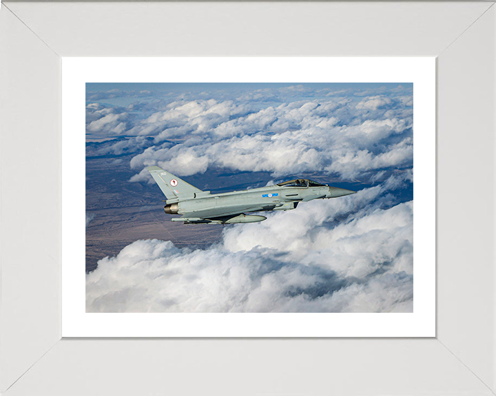 RAF 6 Squadron Typhoon in flight Photo Print - Royal Air Force Aircraft Hampshire Prints 10 x 8 White Frame Yes