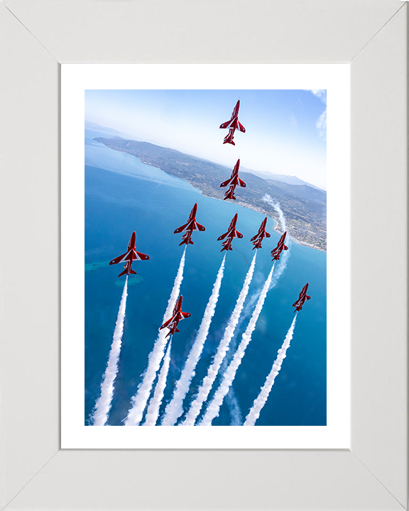 RAF Red Arrows Vertical Climb Photo Print - Royal Air Force Aircraft Hampshire Prints 10 x 8 White Frame Yes