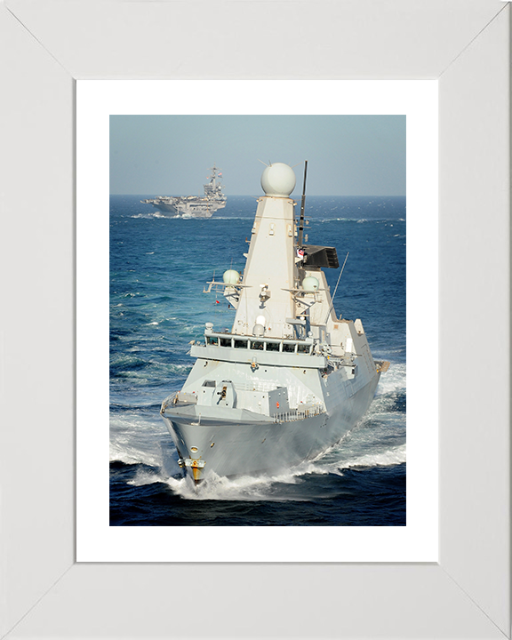 HMS Daring (D32) Photo Print - With USS Carl Vinson 2012 - Royal Navy Type 45 Destroyer Posters, Prints, & Visual Artwork Hampshire Prints 10 x 8 White Frame Yes