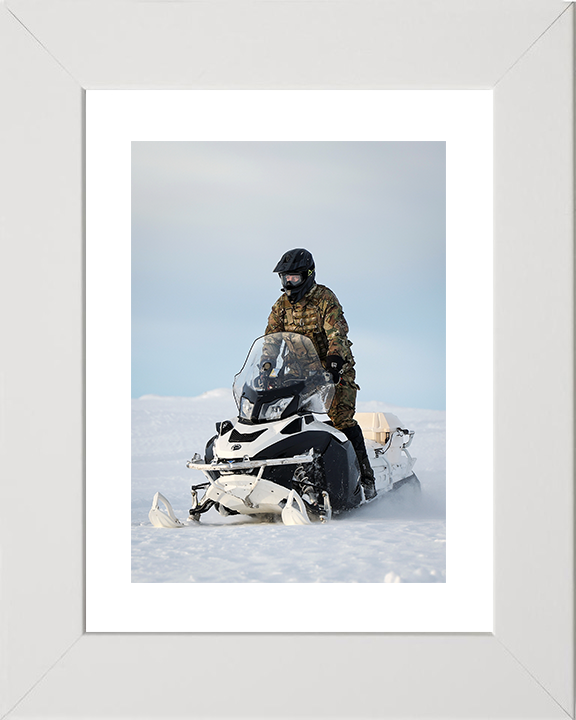 Royal Marine Commando Drives an Oversnow Reconnaissance Vehicle Photo Print in Norway Marines Wall Art Military Decor Posters, Prints, & Visual Artwork Hampshire Prints 10 x 8 White Frame Yes