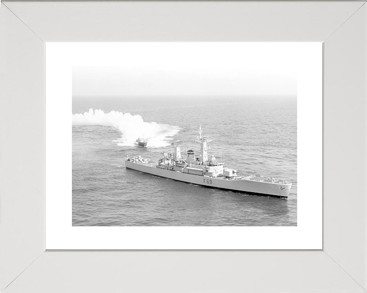 HMS Bacchante (F69) Royal Navy Leander Class Frigate With Patrol Vessel Photo Print Wall Art Decor Posters, Prints, & Visual Artwork Hampshire Prints 10 x 8 White Frame Yes