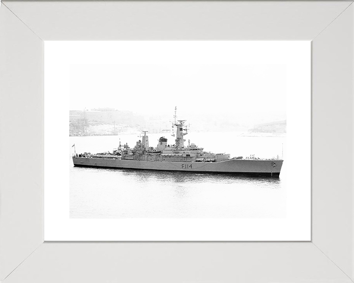 HMS Ajax (F114) Royal Navy Leander Class Frigate Photo Print Warship Wall Art Posters, Prints, & Visual Artwork Hampshire Prints 10 x 8 White Frame Yes