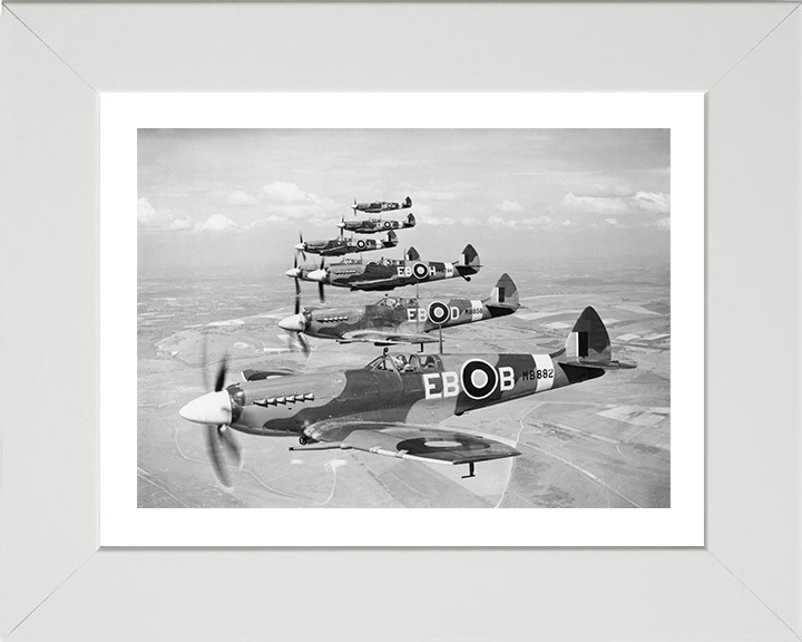Supermarine Spitfire F Mk XIIs of 41 Sqn Photo Print - Royal Air Force Aircraft Hampshire Prints 10 x 8 White Frame Yes