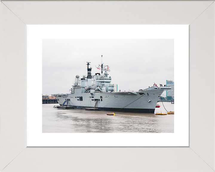 HMS Ark Royal (R07) Royal Navy Invincible Class Aircraft Carrier At A Buoy Photo Print Wall Art Decor Posters, Prints, & Visual Artwork Hampshire Prints 10 x 8 White Frame Yes