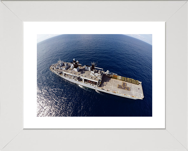 HMS Albion (L14) Royal Navy Albion Class Amphibious Ship From Above Photo Print Wall Art Naval Decor Posters, Prints, & Visual Artwork Hampshire Prints 10 x 8 White Frame Yes