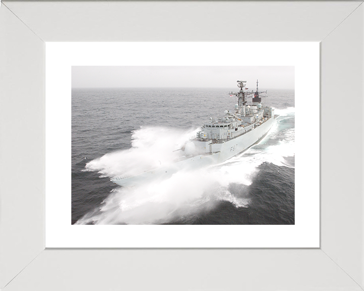 HMS Chatham (F87) Royal Navy Type 22 Frigate Breaking Waves Photo Print Wall Art Decor Posters, Prints, & Visual Artwork Hampshire Prints 10 x 8 White Frame Yes