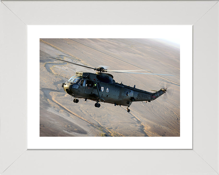 Sea King Mk4 Helicopter Helmand Province 2011 Photo Print - Royal Navy Aircraft Posters, Prints, & Visual Artwork Hampshire Prints 10 x 8 White Frame Yes