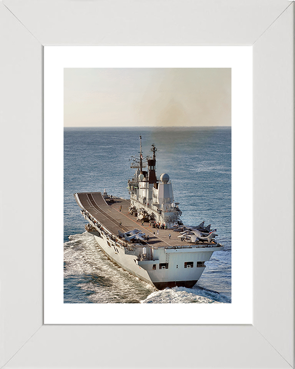 HMS Ark Royal (R07) Photo Print - Stern View 2010 - Royal Navy Invincible Class Aircraft Carrier Hampshire Prints 10 x 8 White Frame Yes