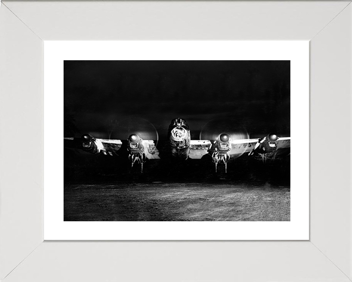 RAF Avro Lancaster B.I Running up Engines 1944 Photo Print - Royal Air Force Aircraft Posters, Prints, & Visual Artwork Hampshire Prints 10 x 8 White Frame Yes