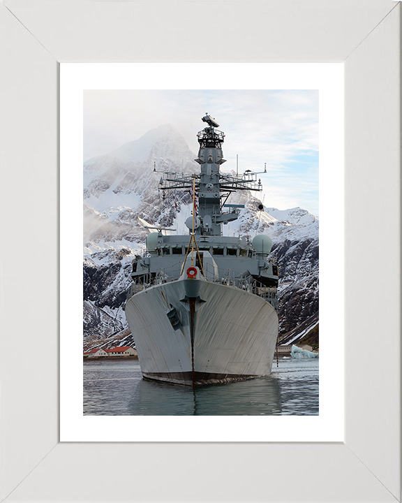 HMS Argyll (F231) Royal Navy Type 23 Frigate South Georgia 2013 Wall Art Photo Print Decor Posters, Prints, & Visual Artwork Hampshire Prints 10 x 8 White Frame Yes