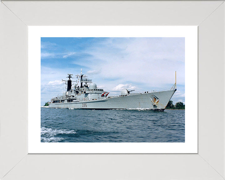 HMS Manchester (D95) Photo Print - Low Starboard View - Royal Navy Type 42 Destroyer Hampshire Prints 10 x 8 White Frame Yes