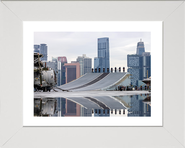 HMS Prince of Wales (R09) Photo Print - Singapore 2025 - Royal Navy Queen Elizabeth Class Aircraft Carrier Hampshire Prints 10 x 8 White Frame Yes