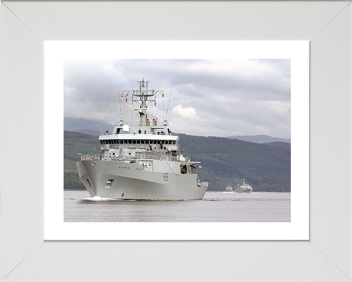 HMS Enterprise (H88) Photo Print - Faslane 2005 - Royal Navy Hydrographic Survey Vessel Hampshire Prints 10 x 8 White Frame Yes