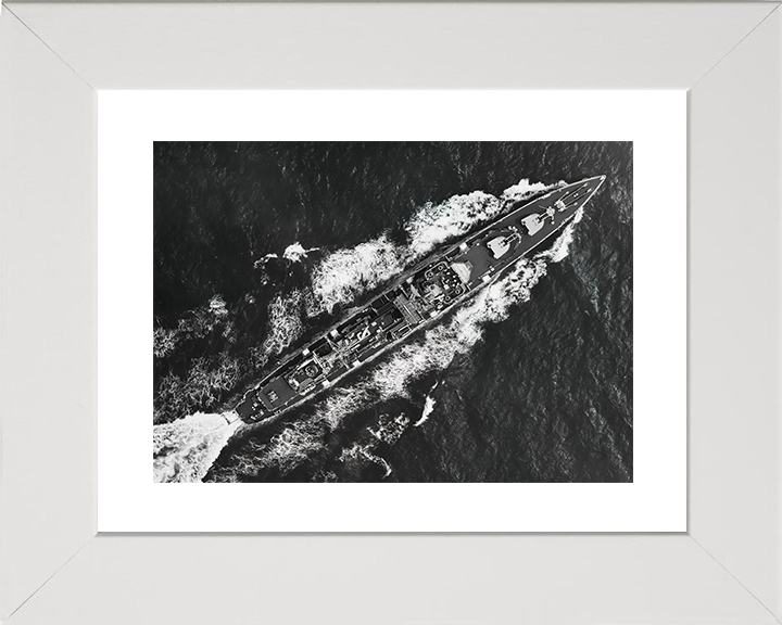 HMS Barrosa (D68) Royal Navy Battle Class Destroyer From Above Photo Print Wall Art Decor Posters, Prints, & Visual Artwork Hampshire Prints 10 x 8 White Frame Yes