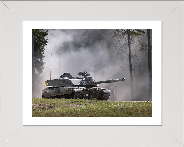Challenger 2 Main Battle Tank on Exercise Photo Print - British Army Vehicle Hampshire Prints 10 x 8 White Frame Yes