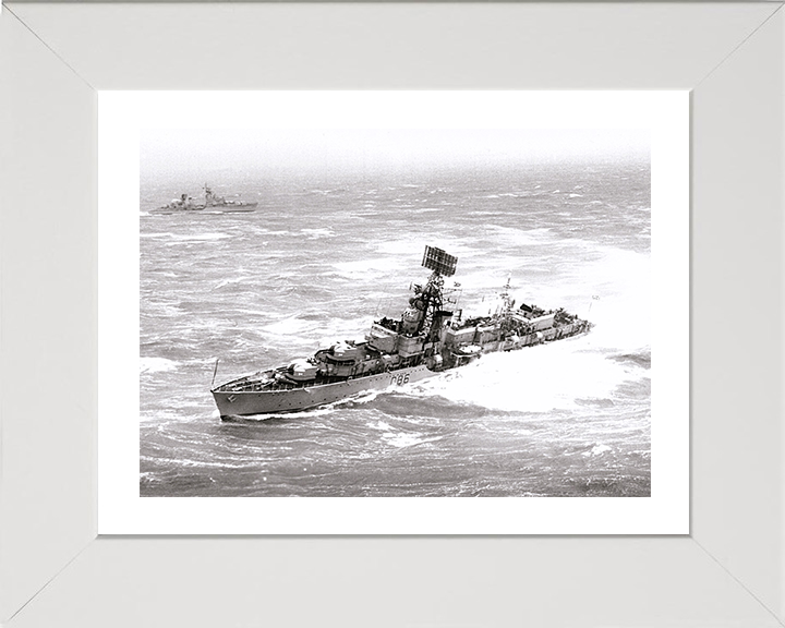 HMS Agincourt (D86) Photo Print - Port Side View 1962 - Royal Navy Battle Class Destroyer Posters, Prints, & Visual Artwork Hampshire Prints 10 x 8 White Frame Yes