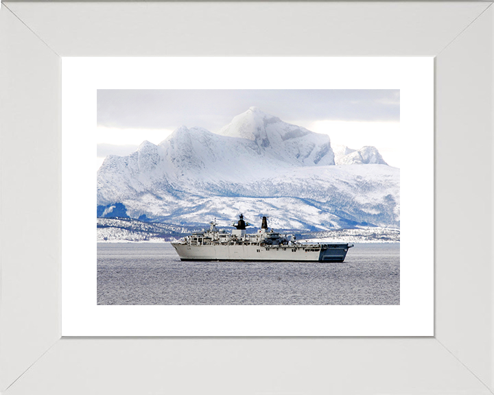 HMS Albion (L14) Royal Navy Albion Class Amphibious Ship Norway 2008 Photo Print Wall Art Naval Decor Posters, Prints, & Visual Artwork Hampshire Prints 10 x 8 White Frame Yes