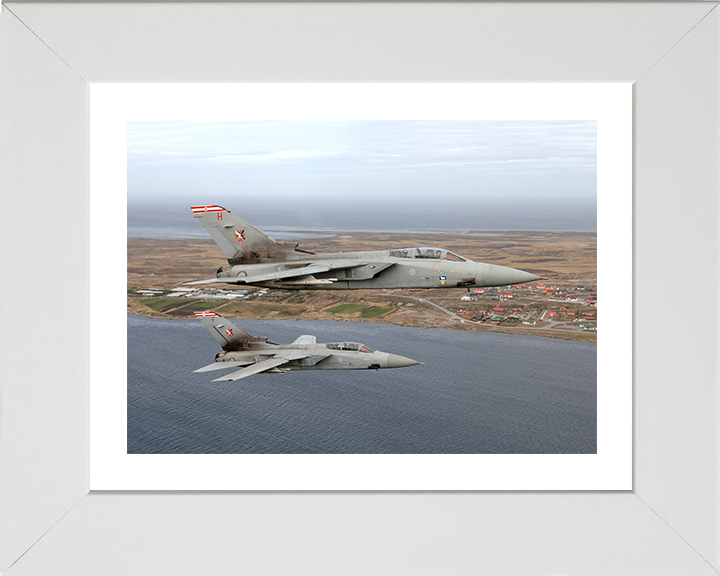 RAF Tornado F3s Over the Falklands 2007 Photo Print - Royal Air Force Aircraft Posters, Prints, & Visual Artwork Hampshire Prints 10 x 8 White Frame Yes