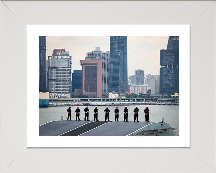 HMS Prince of Wales (R09) Photo Print - Procedure Alpha Singapore 2025 - Royal Navy Queen Elizabeth Class Aircraft Carrier Hampshire Prints 10 x 8 White Frame Yes