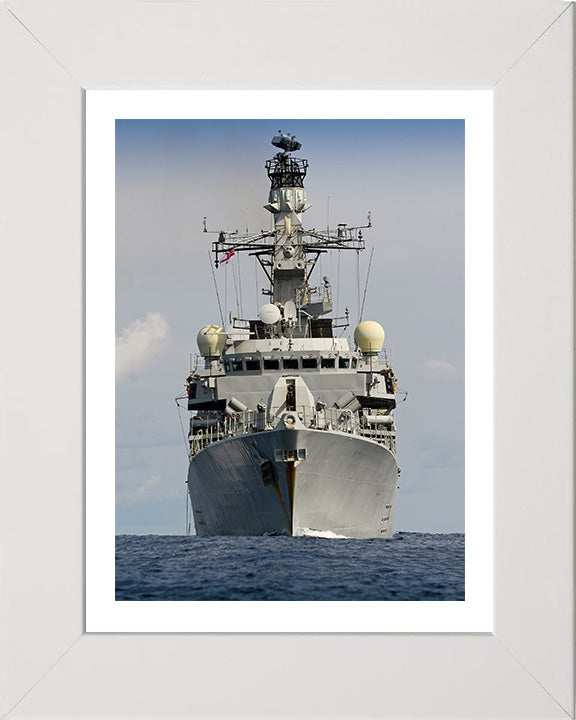 HMS Lancaster (F229) Photo Print - Low Bow View - Royal Navy Type 23 Frigate Hampshire Prints 10 x 8 White Frame Yes