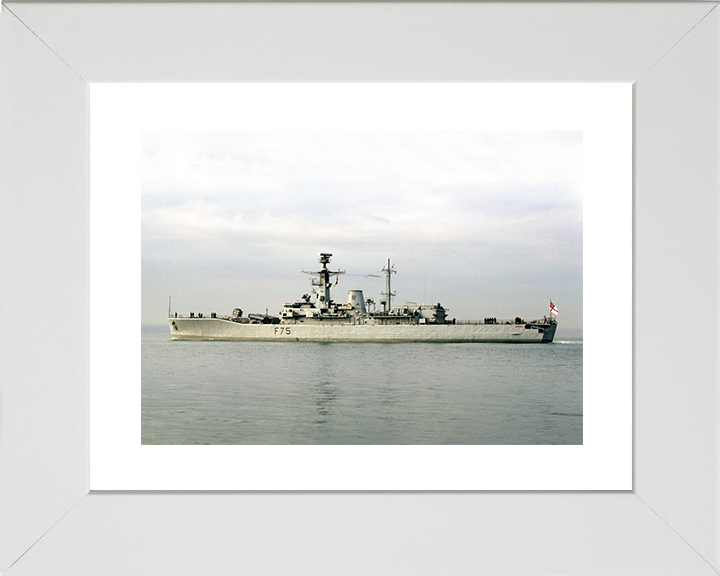 HMS Charybdis (F75) Royal Navy Leander Class Frigate Port Beam View Photo Print Wall Art Decor Posters, Prints, & Visual Artwork Hampshire Prints 10 x 8 White Frame Yes