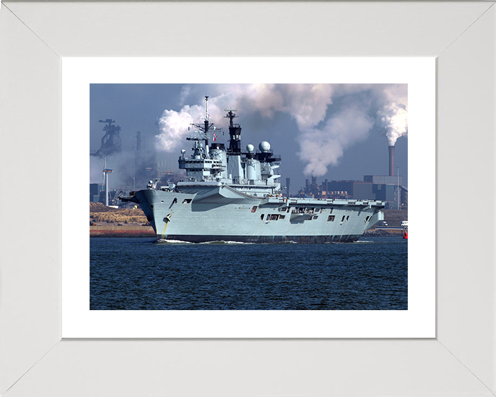 HMS Illustrious (R06) Photo Print - Amsterdam 2009 - Royal Navy Invincible Class Aircraft Carrier Hampshire Prints 10 x 8 White Frame Yes