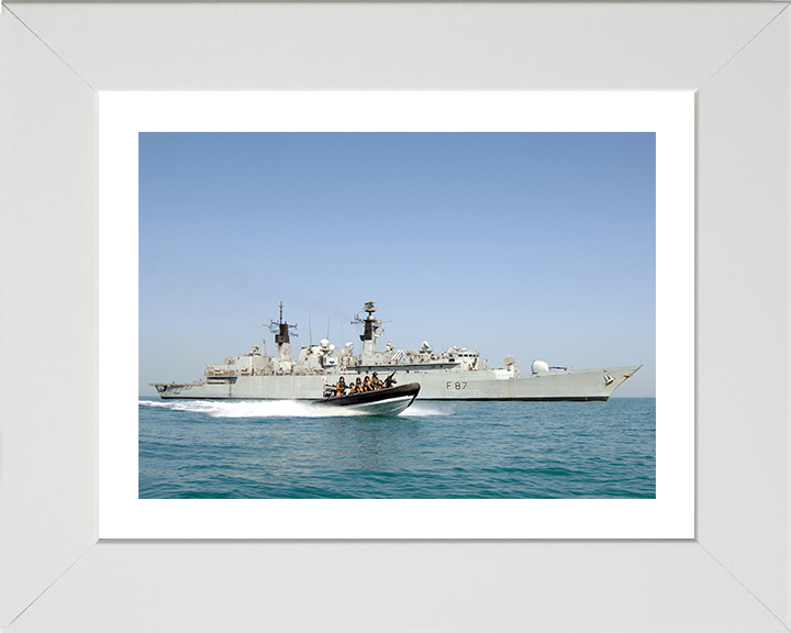 HMS Chatham (F87) Photo Print - Al Basrah Iraqi 2008 - Royal Navy Type 22 Frigate Posters, Prints, & Visual Artwork Hampshire Prints 10 x 8 White Frame Yes