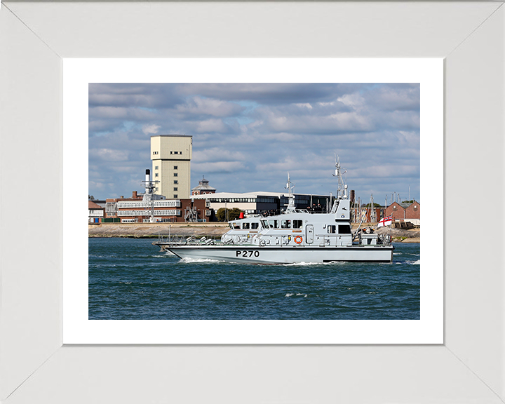 HMS Biter (P270) Photo Print - Leaving Portsmouth 2017 - Royal Navy Archer Class P2000 Patrol Vessel Posters, Prints, & Visual Artwork Hampshire Prints 10 x 8 White Frame Yes