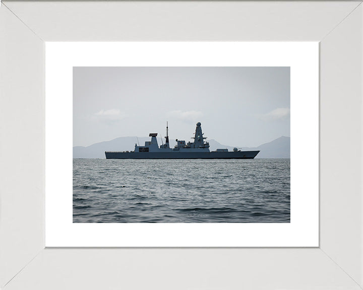 HMS Defender (D36) Photo Print - Starboard Beam View - Royal Navy Type 45 Destroyer Hampshire Prints 10 x 8 White Frame Yes