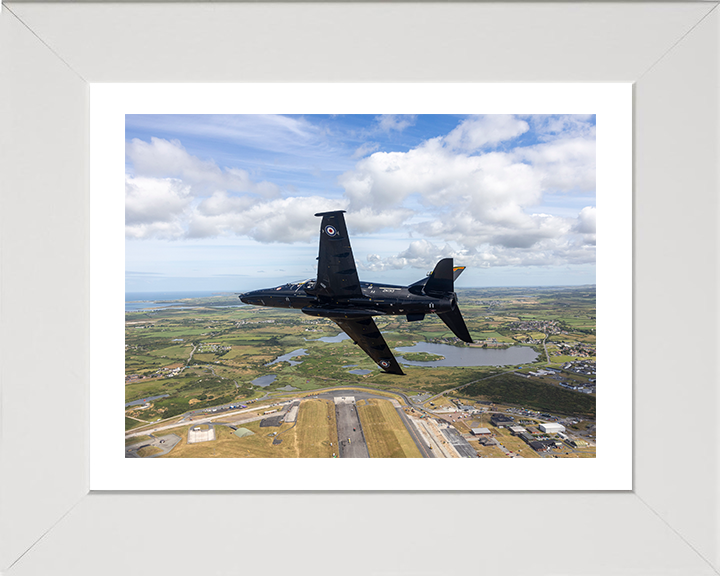 RAF Hawk T2 in flight over the Isle of Man Photo Print - Royal Air Force Aircraft Hampshire Prints 10 x 8 White Frame Yes
