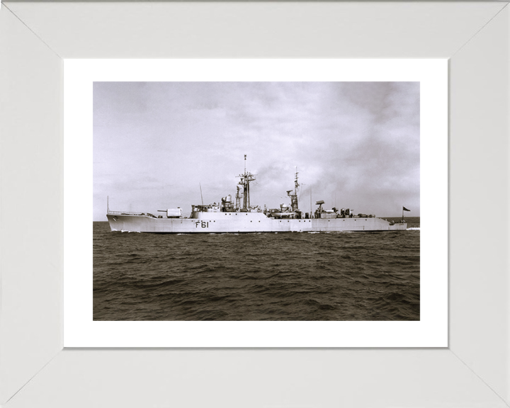 HMS Llandaff (F61) - At Sea 1959 - Royal Navy Salisbury Class Frigate Photo Print Wall Art Naval Decor UK Posters, Prints, & Visual Artwork Hampshire Prints 10 x 8 White Frame Yes