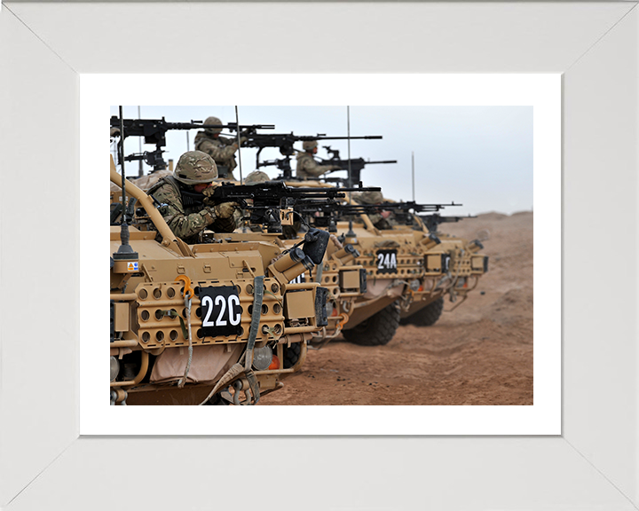 RAF Regiment Soldier firing from a Jackal patrol vehicle Photo Print - Royal Air Force Hampshire Prints 10 x 8 White Frame Yes