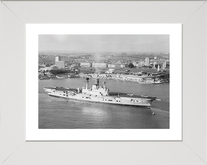 HMS Ark Royal (R09) Photo Print - Plymouth Hoe 1975 - Royal Navy Audacious Class Aircraft Carrier Posters, Prints, & Visual Artwork Hampshire Prints 10 x 8 White Frame Yes