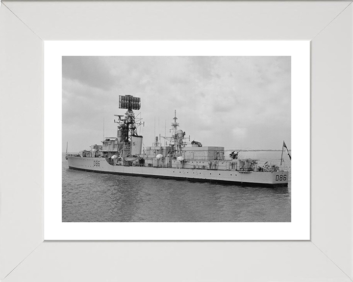 HMS Agincourt (D86) Photo Print - Underway - Royal Navy Battle Class Destroyer Posters, Prints, & Visual Artwork Hampshire Prints 10 x 8 White Frame Yes