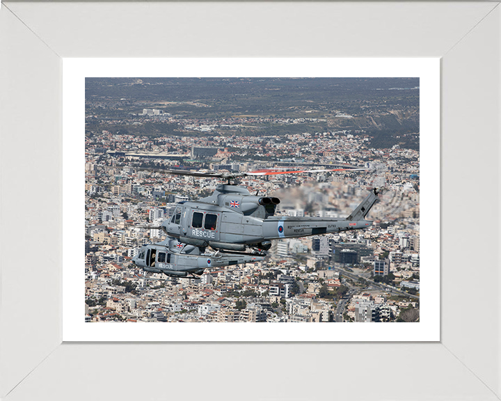 RAF Griffin HA2 Helicopters in flight Photo Print - Royal Air Force Aircraft Hampshire Prints 10 x 8 White Frame Yes